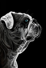 Stylized Digital Dog Art on Premium Matte Paper Poster