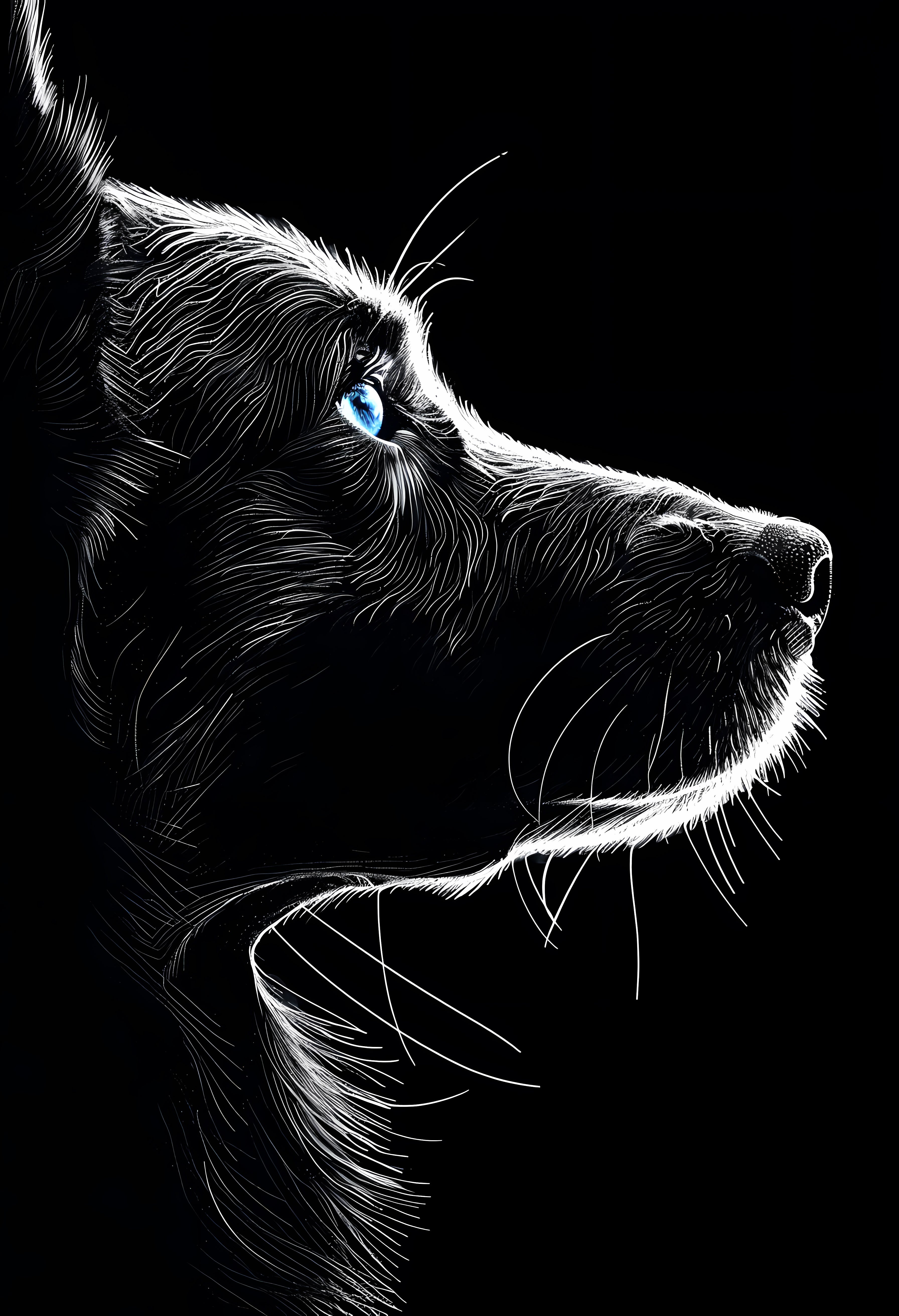 Stunning Dog Profile Digital Art on Premium Matte Paper Poster