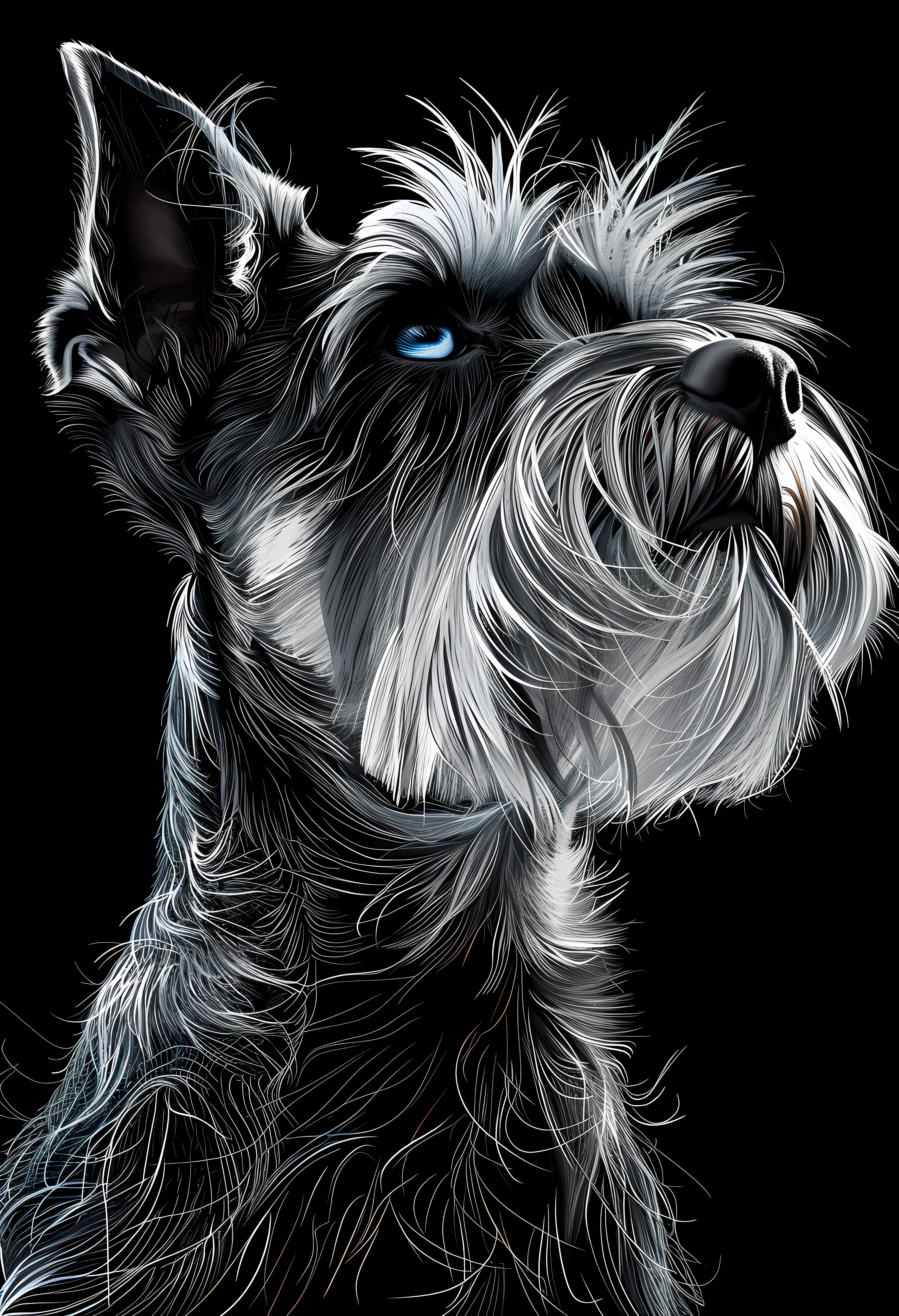 Premium Matte Paper Poster with Artistic Digital Dog Portrait