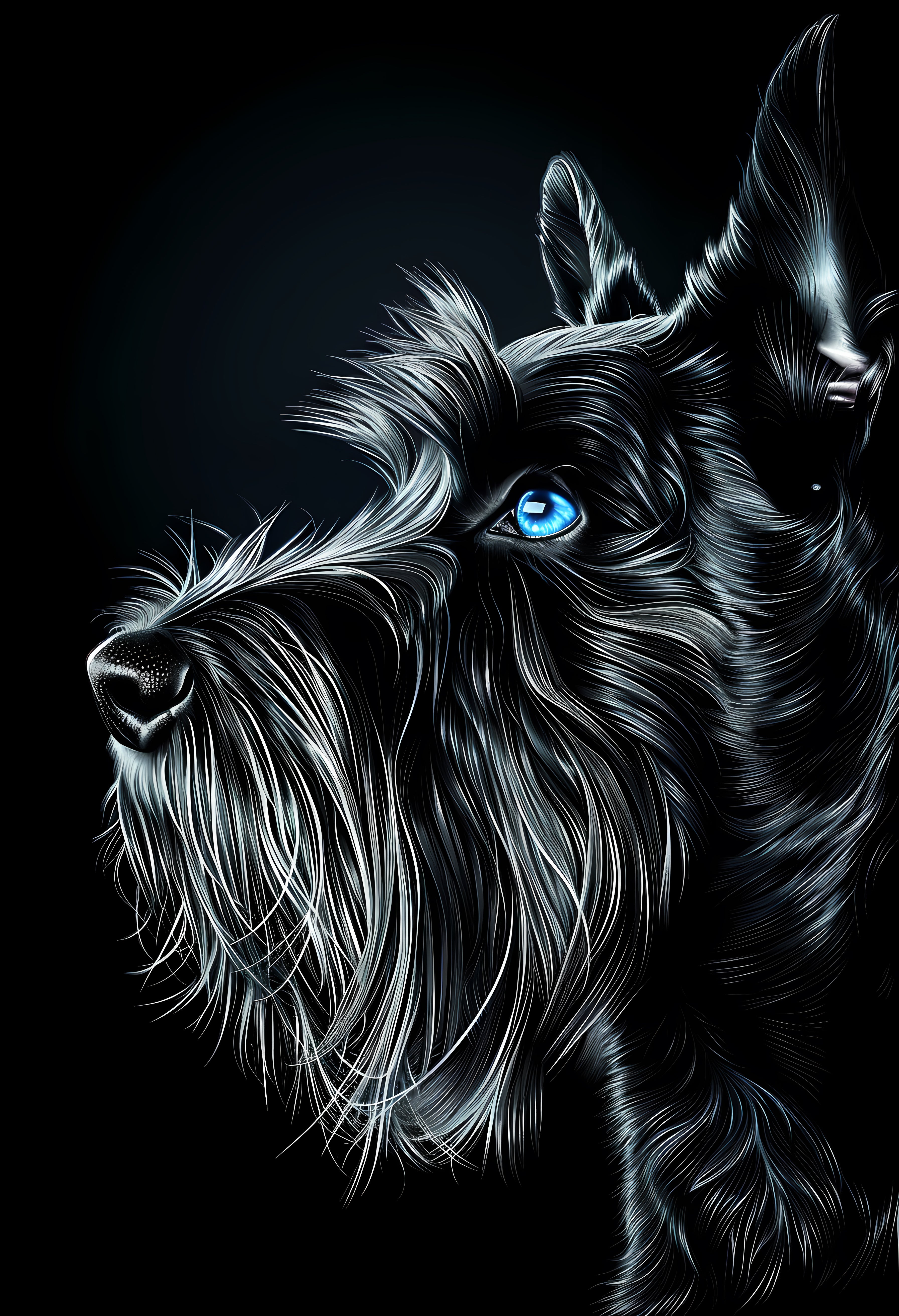 Premium Matte Paper Poster of Stylized Scottish Terrier Artwork