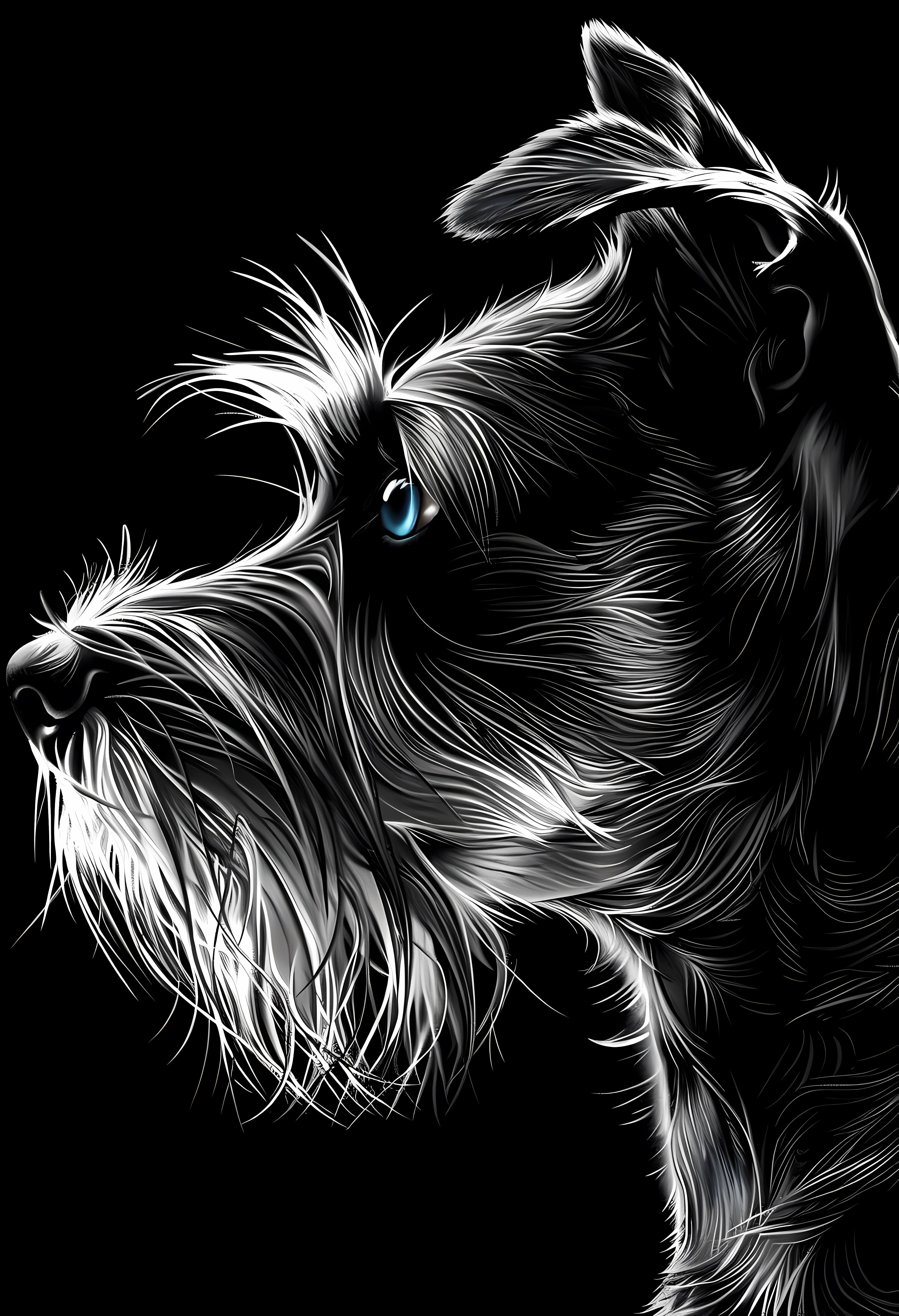 Premium Matte Paper Poster with Striking Black and White Dog Artwork