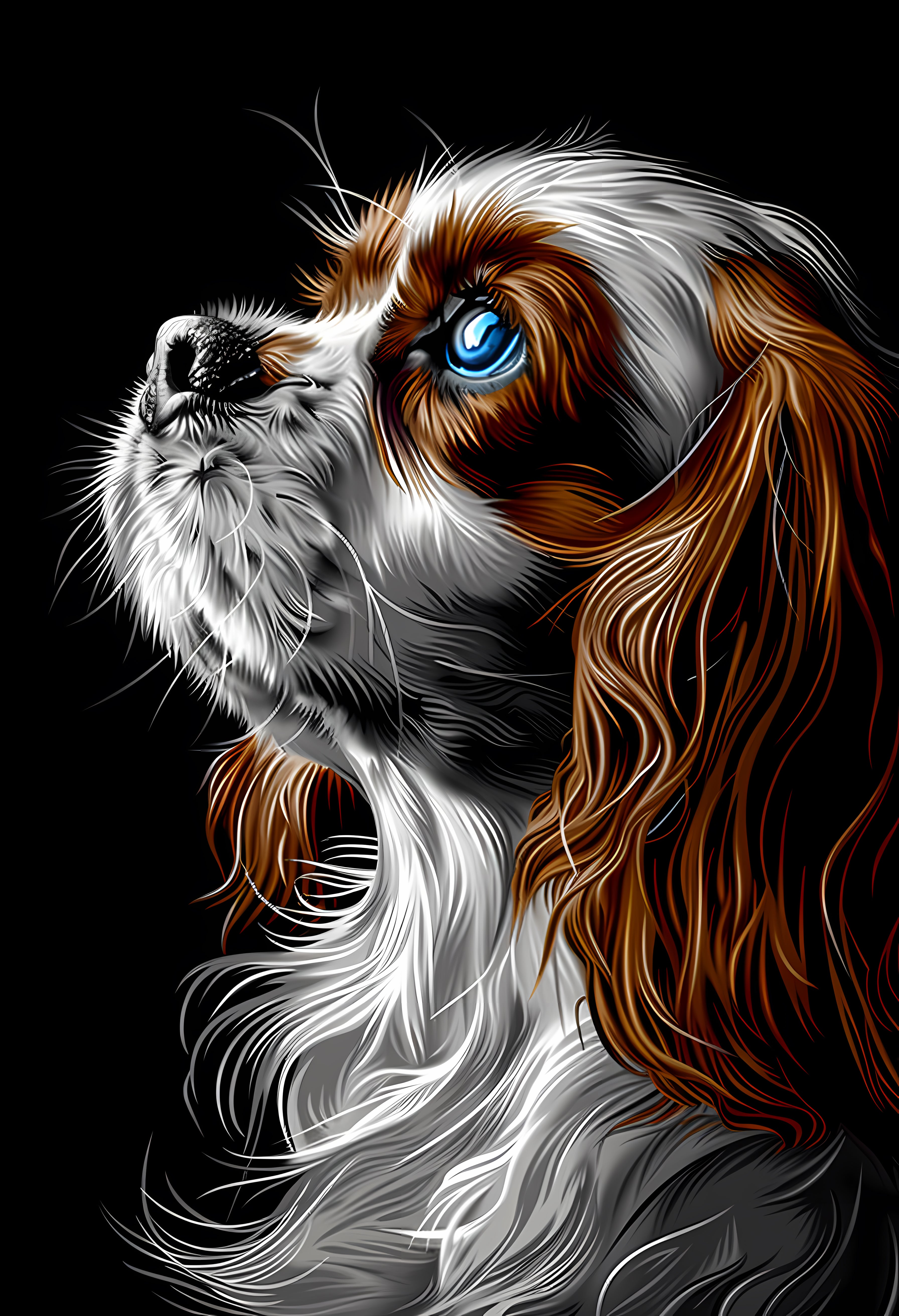 Premium Matte Paper Poster - Stylized Digital Dog Portrait