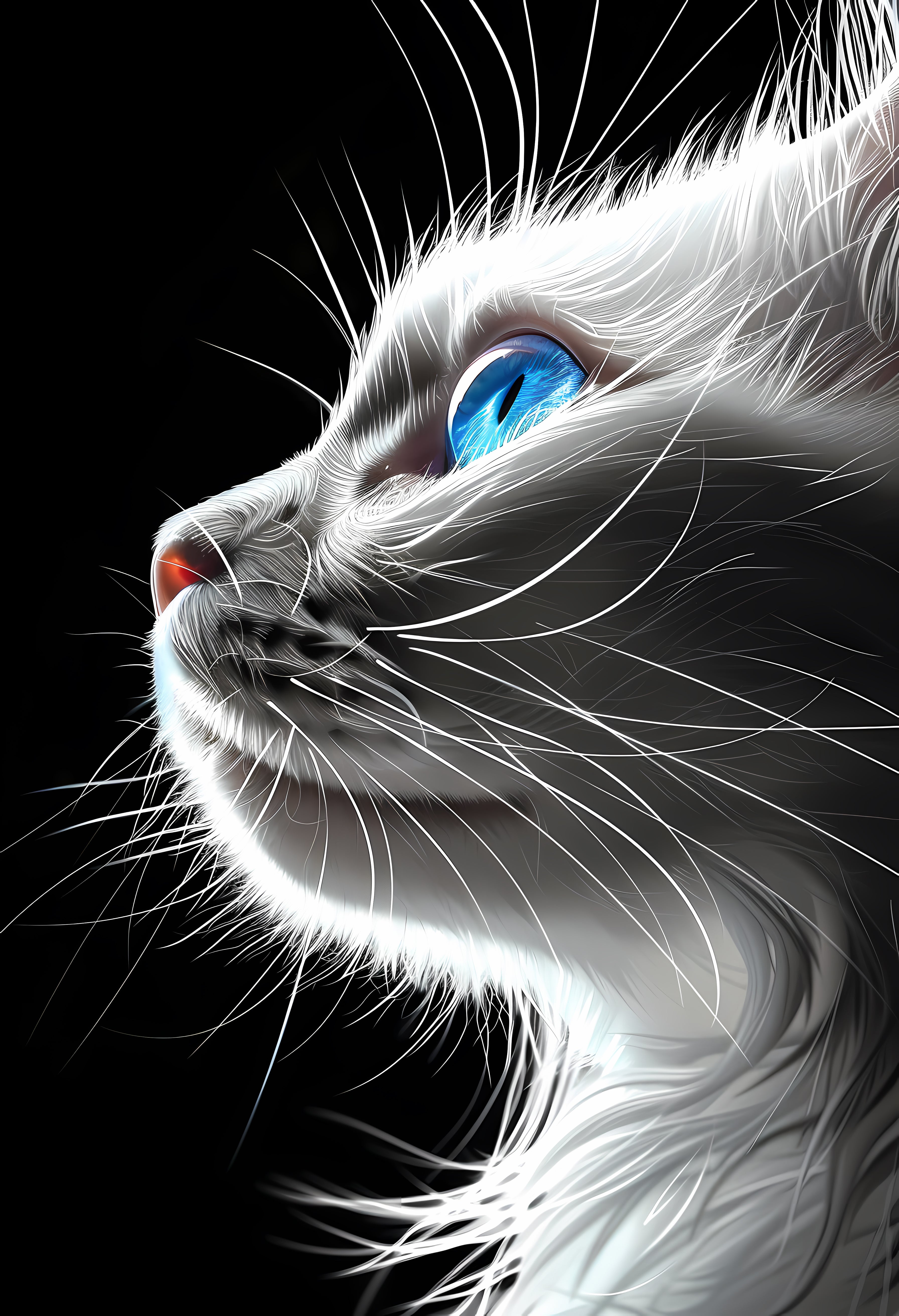 Striking Blue-Eyed Cat Premium Matte Paper Poster