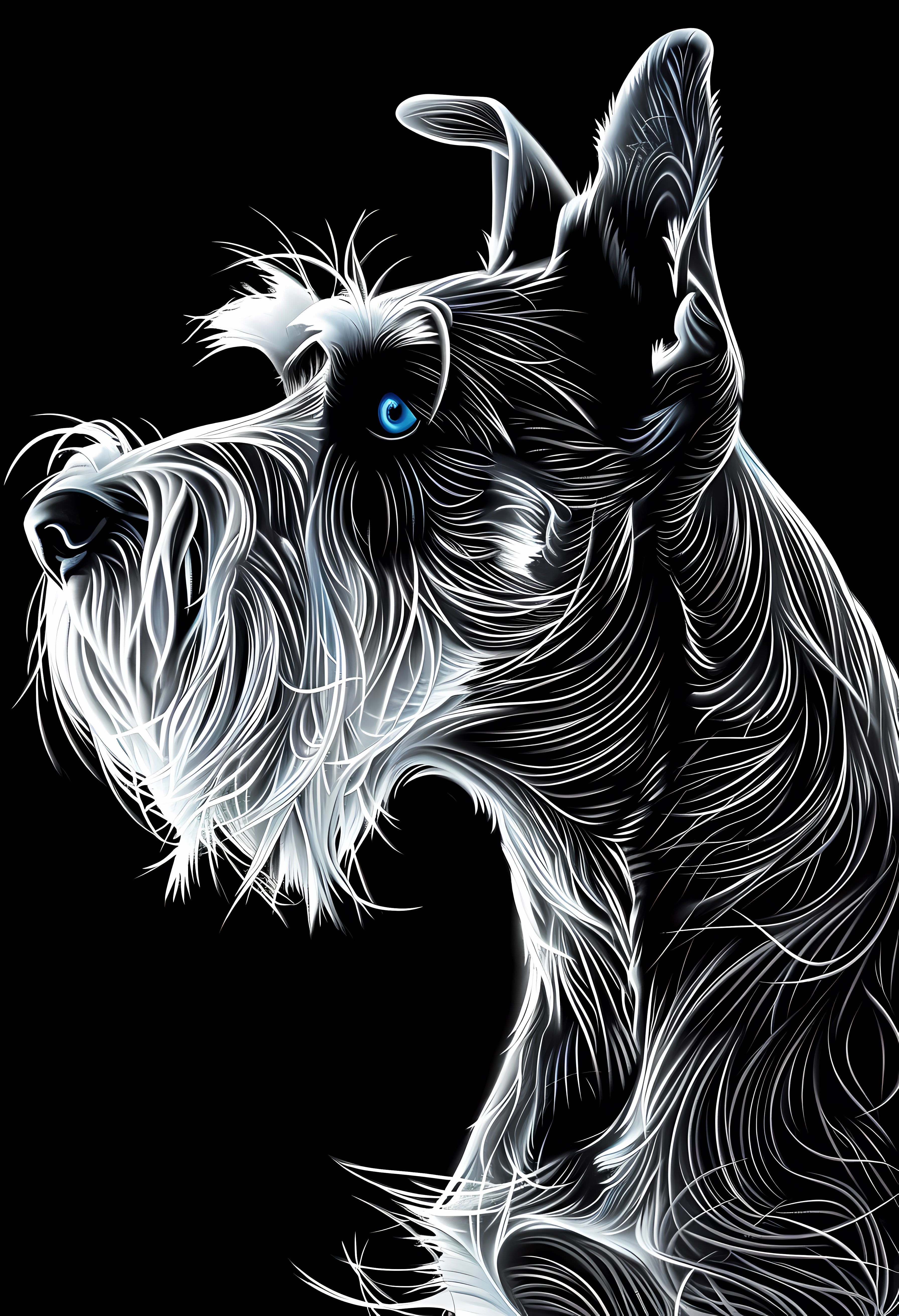 Premium Matte Paper Poster - Luminous Silver Scottish Terrier Art Print