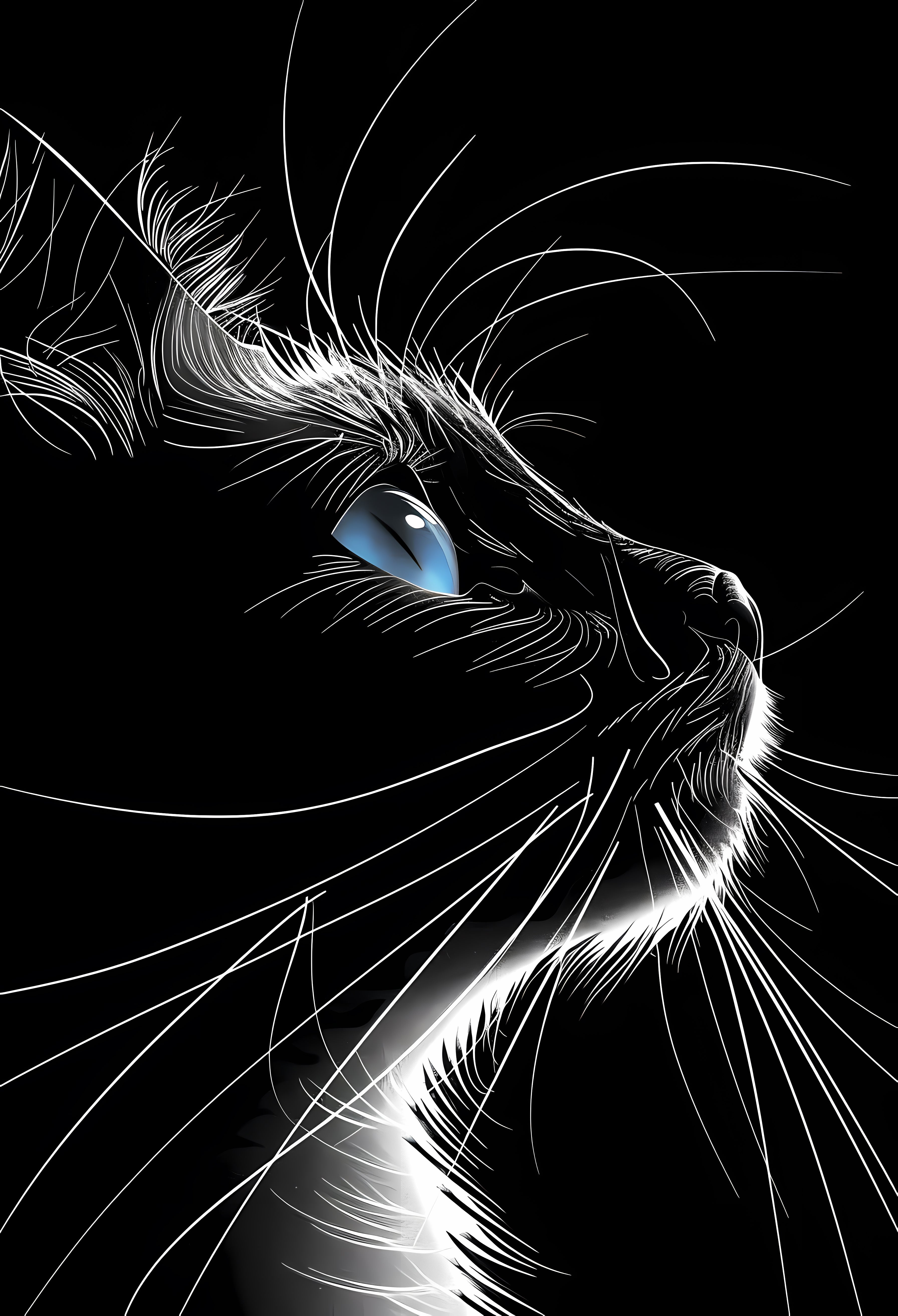 Stylized Cat Profile Premium Matte Paper Poster Art Print