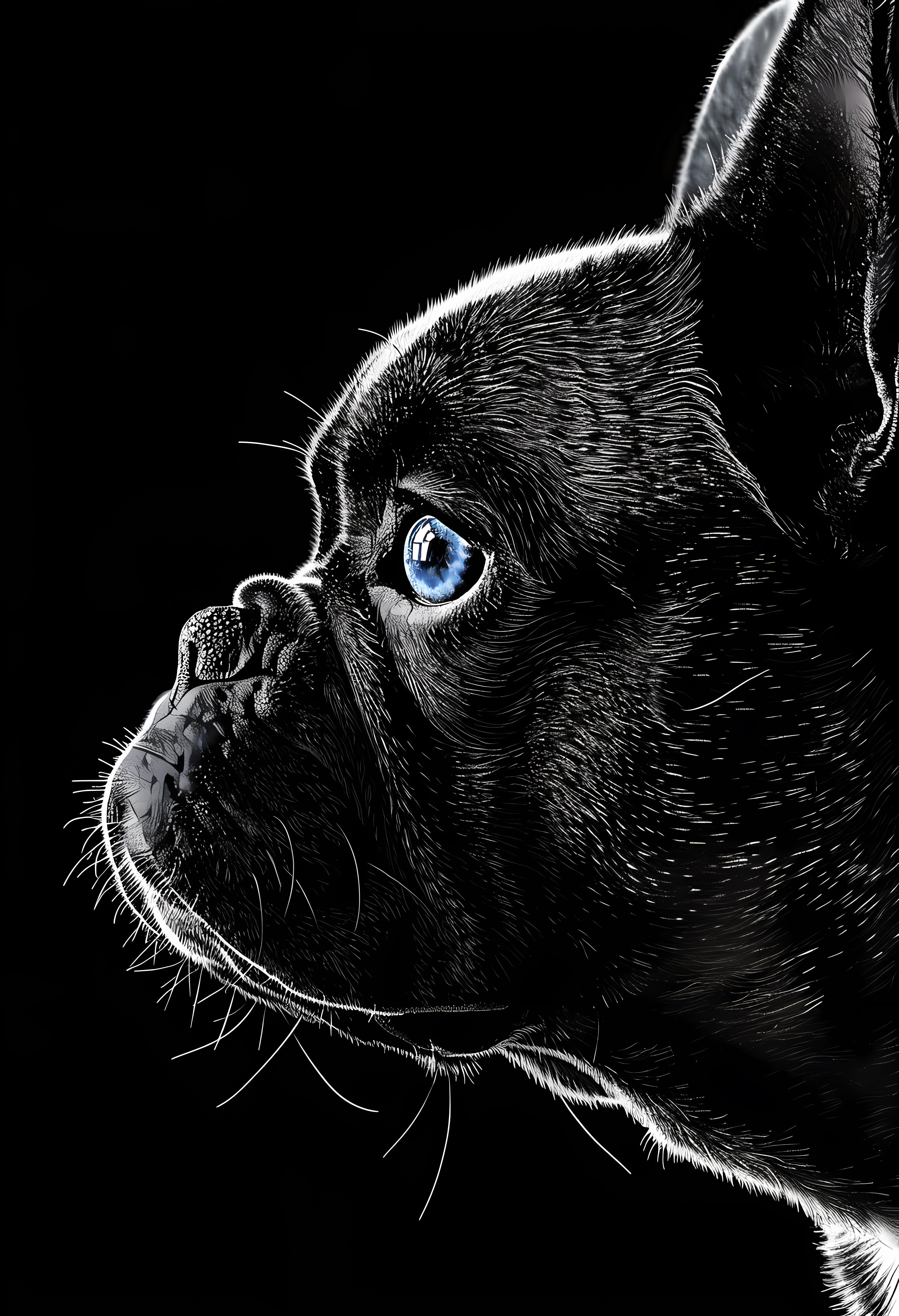 Premium Matte French Bulldog Art Poster in Black and White