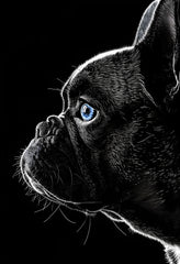 Premium Matte French Bulldog Art Poster in Black and White