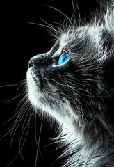 Luxurious Blue-Eyed Cat Print on Premium Matte Poster Paper