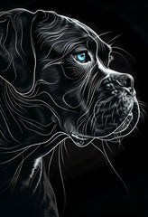 Premium Matte Digital Art Poster: Monochromatic Dog Portrait