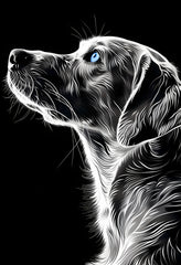 Premium Matte Paper Poster with Stylized Monochromatic Dog Art Print