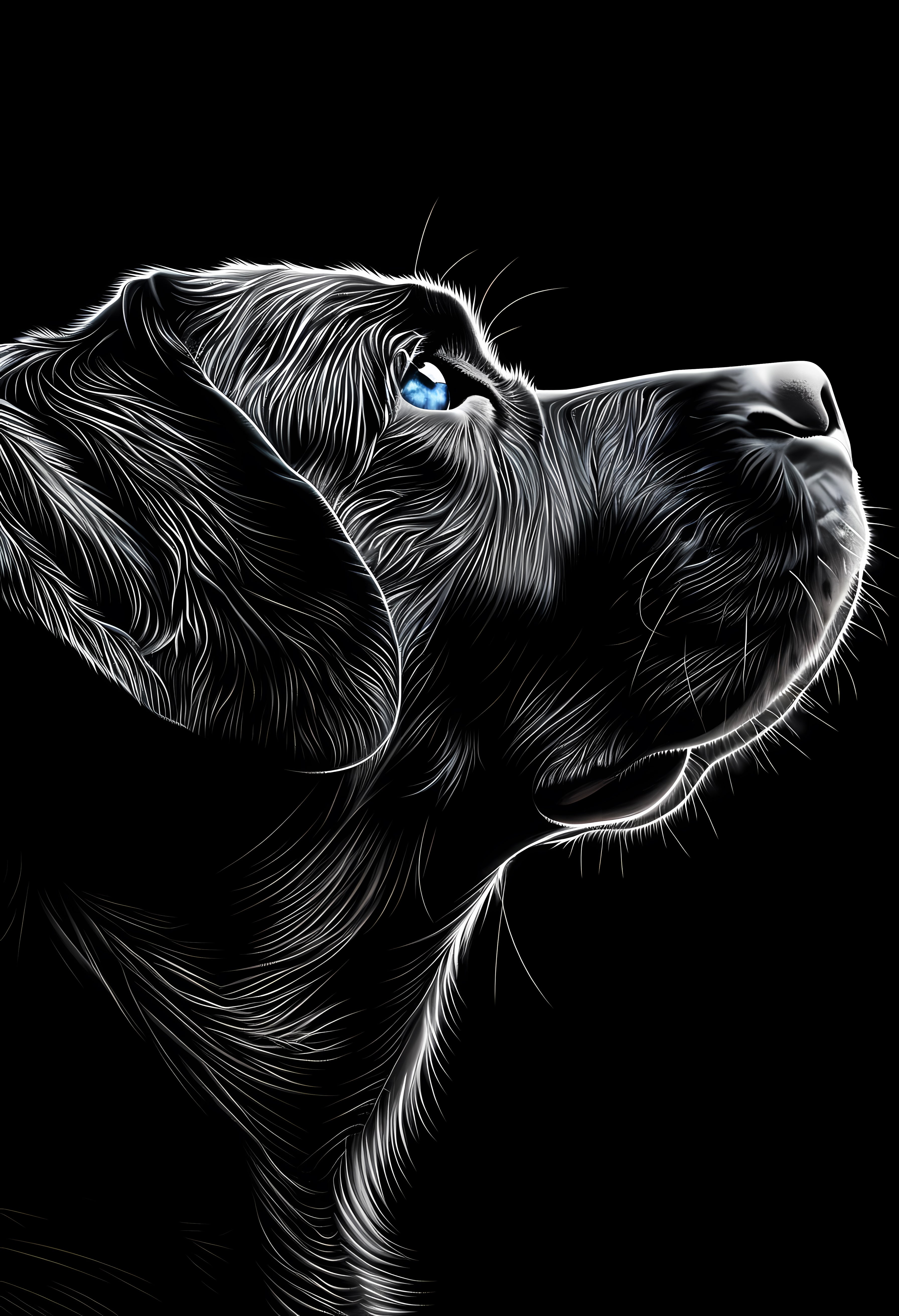 Luxurious Premium Matte Paper Poster with Metallic Dog Digital Art