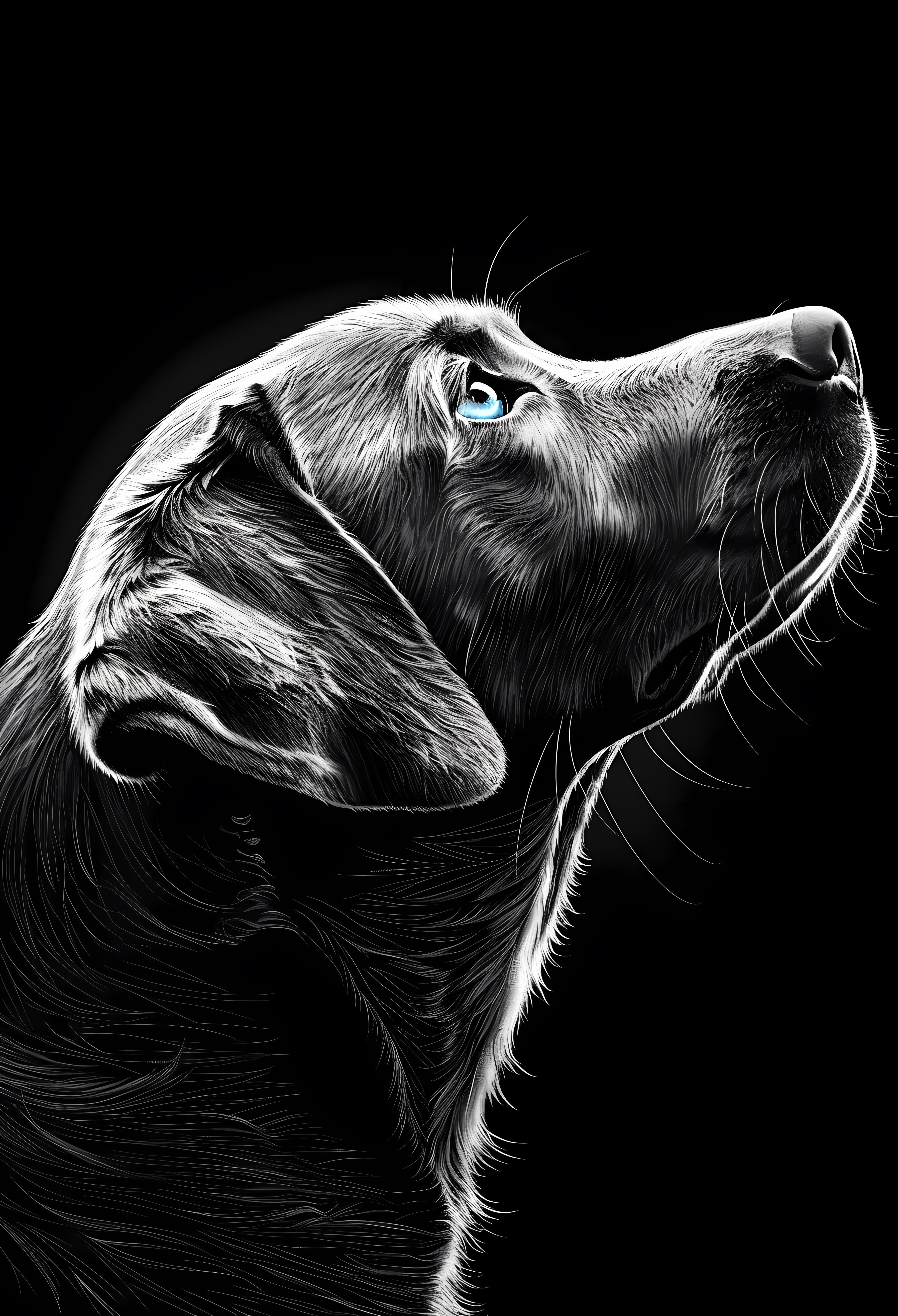 Luxurious Premium Matte Paper Poster with Striking Black and White Dog Art Print