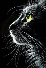 Premium Matte Cat Poster With Vivid Green Eye Detail