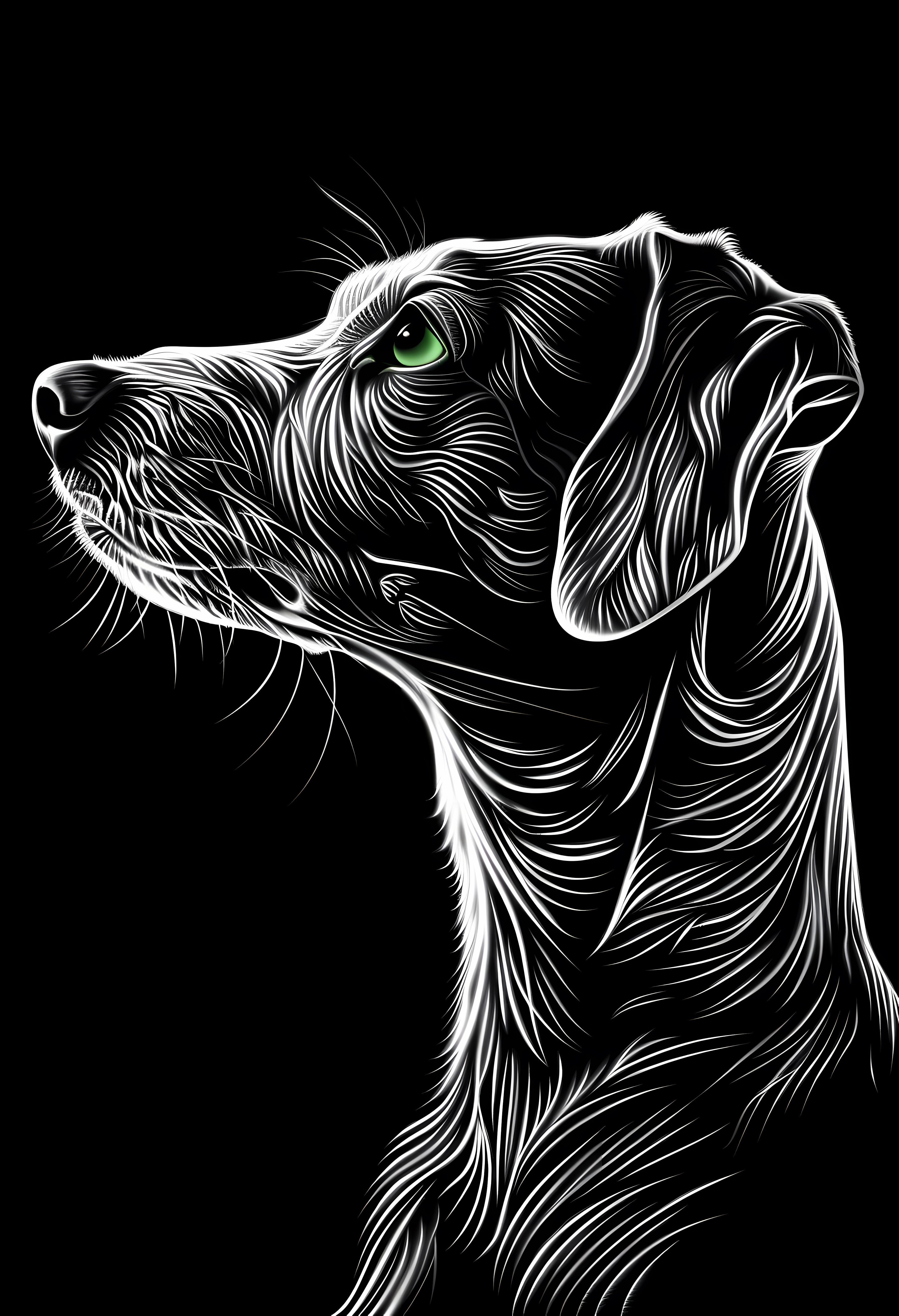 Premium White Matte Poster with Artistic Monochrome Dog Design