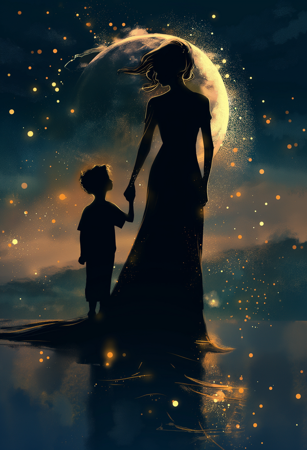 Mother and Son Digital Art