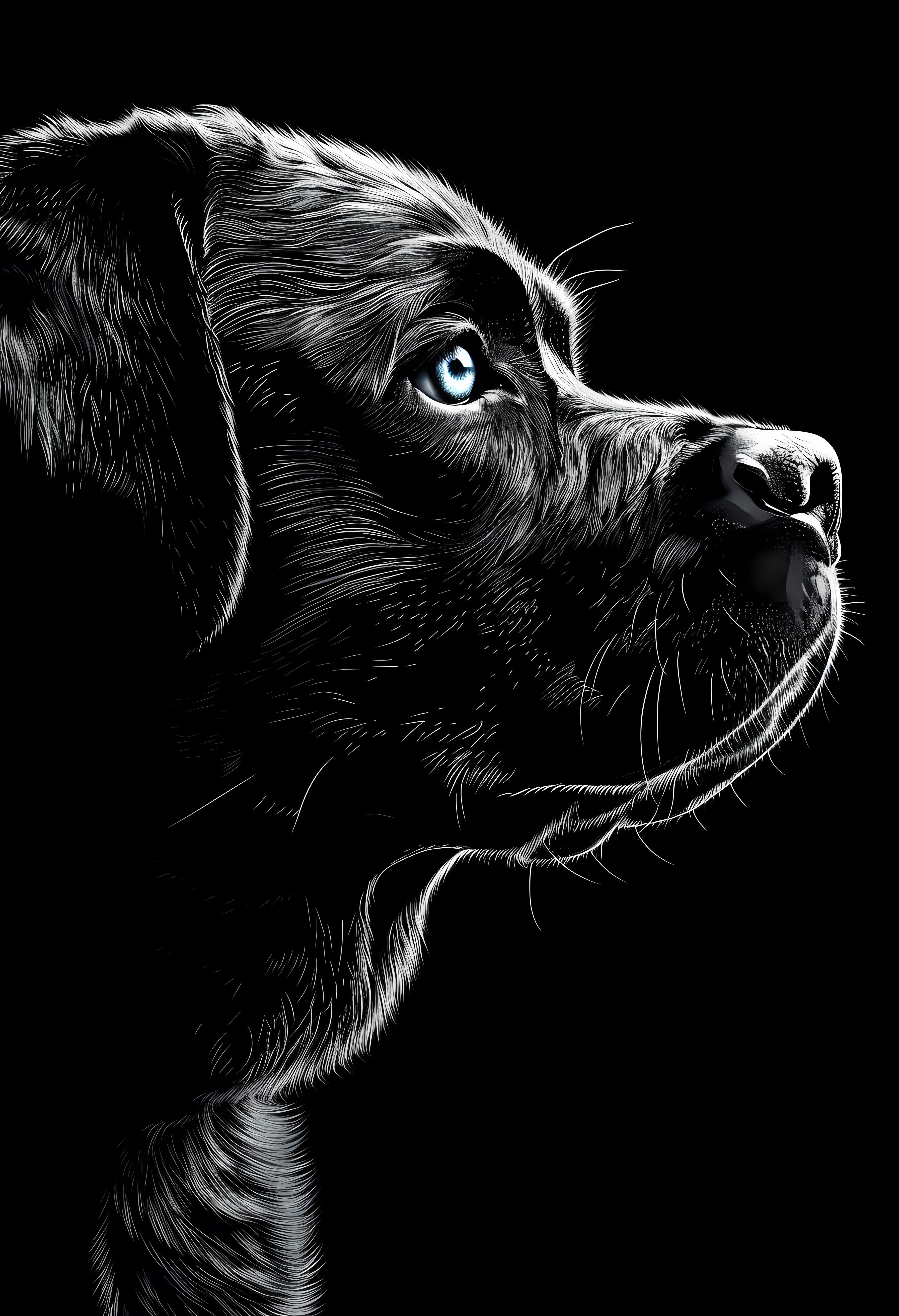 Premium Matte Paper Poster with High-Contrast Dog Art Print