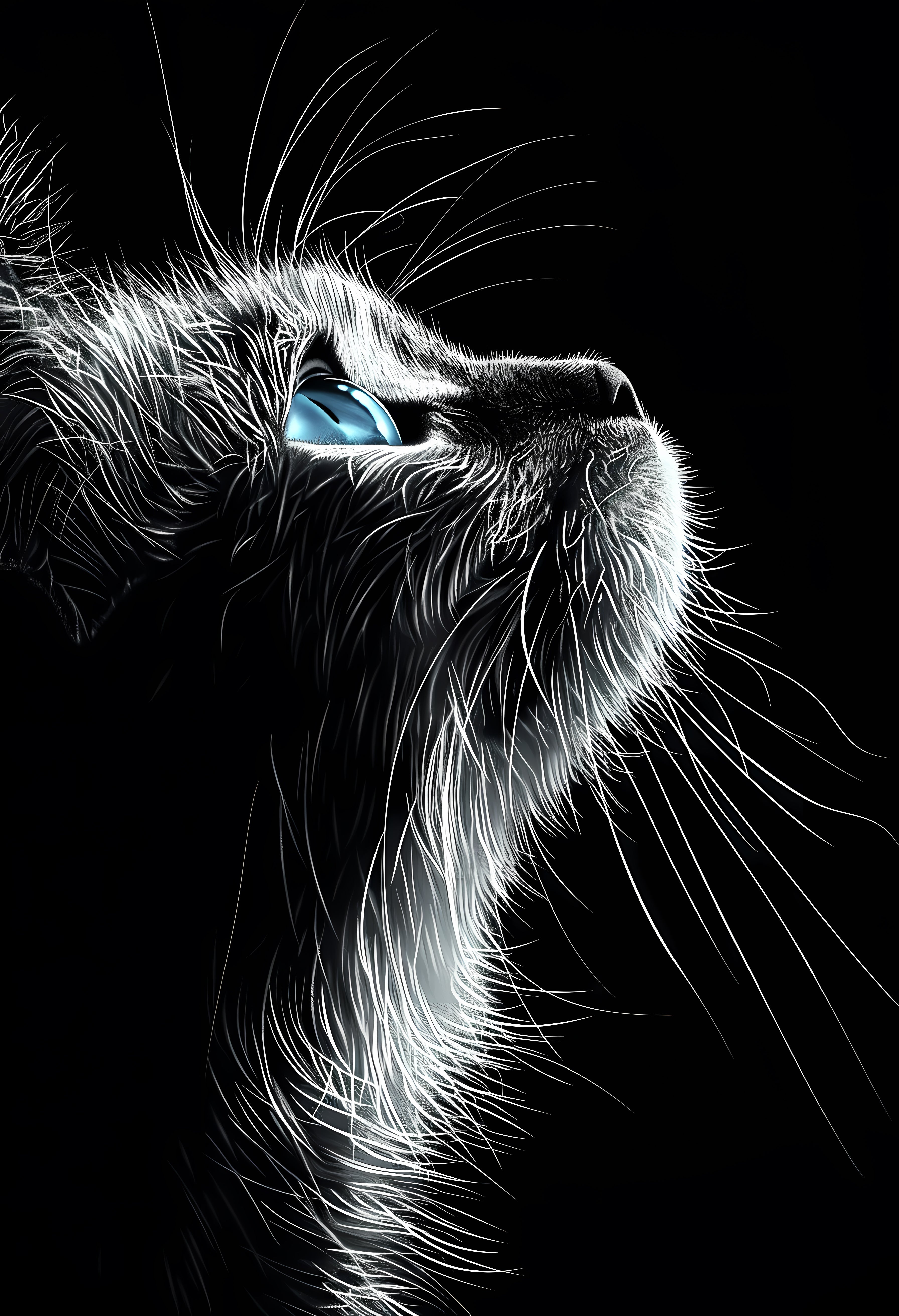 Premium Matte Cat Art Poster in Striking Digital Illustration