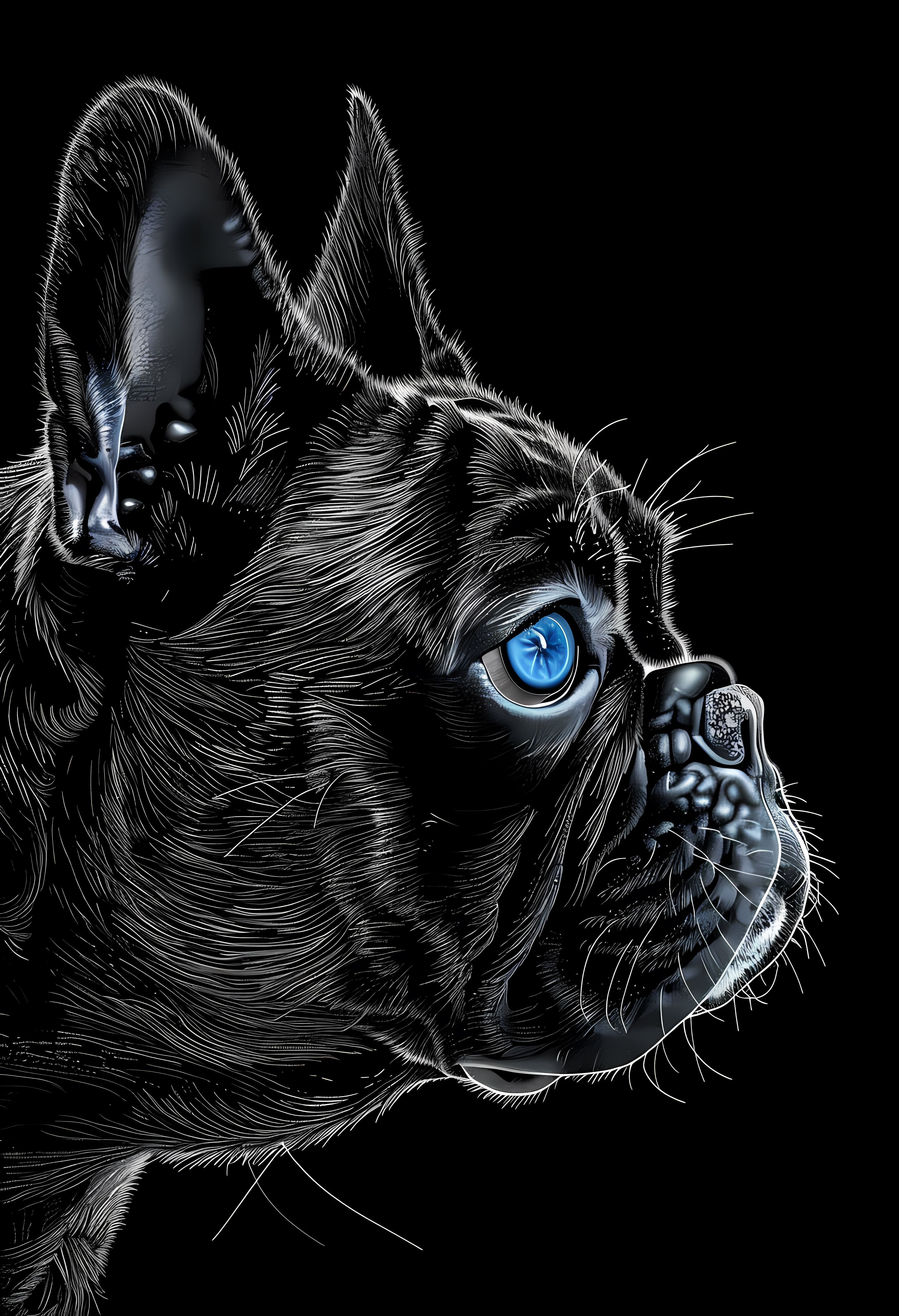 Premium Matte Paper Poster with Detailed French Bulldog Digital Art Print