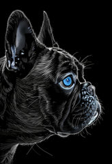 Premium Matte Paper Poster with Detailed French Bulldog Digital Art Print