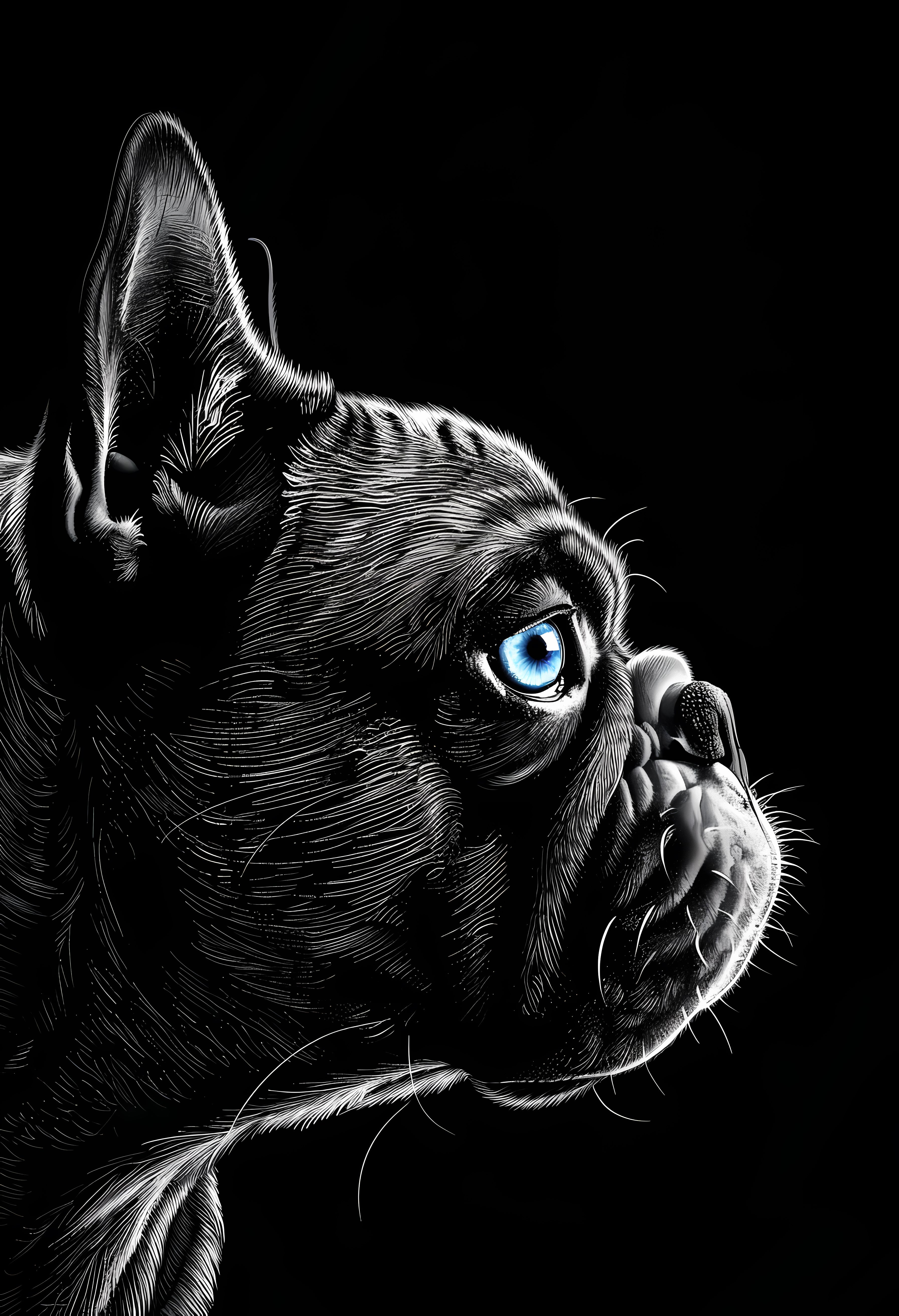 Premium Matte Paper Poster Featuring Detailed French Bulldog Illustration