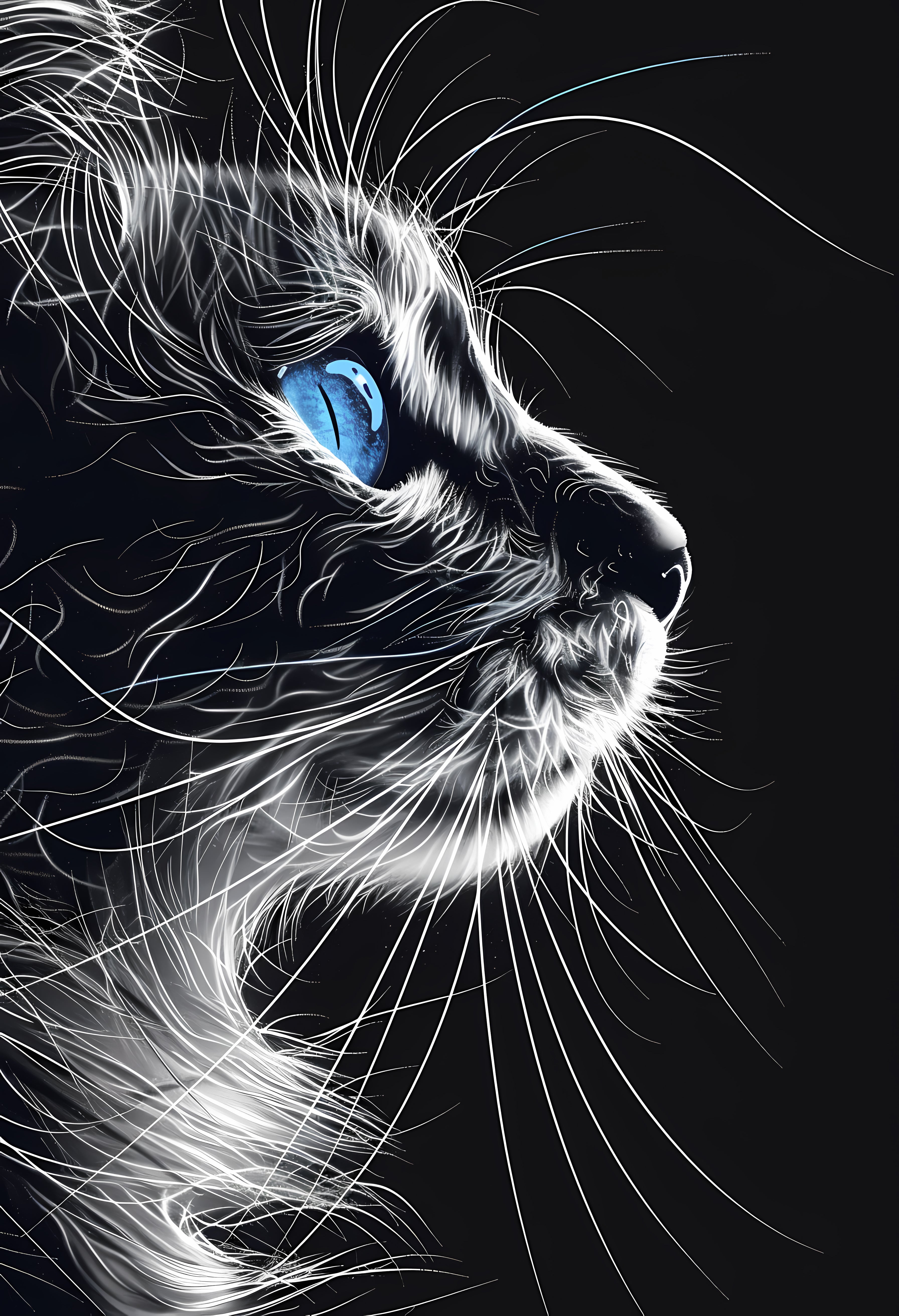 Luxurious Premium Matte Poster with Intricate Grey Cat Art Print