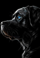 Premium Matte Poster with Detailed Blue-Eyed Dog Illustration