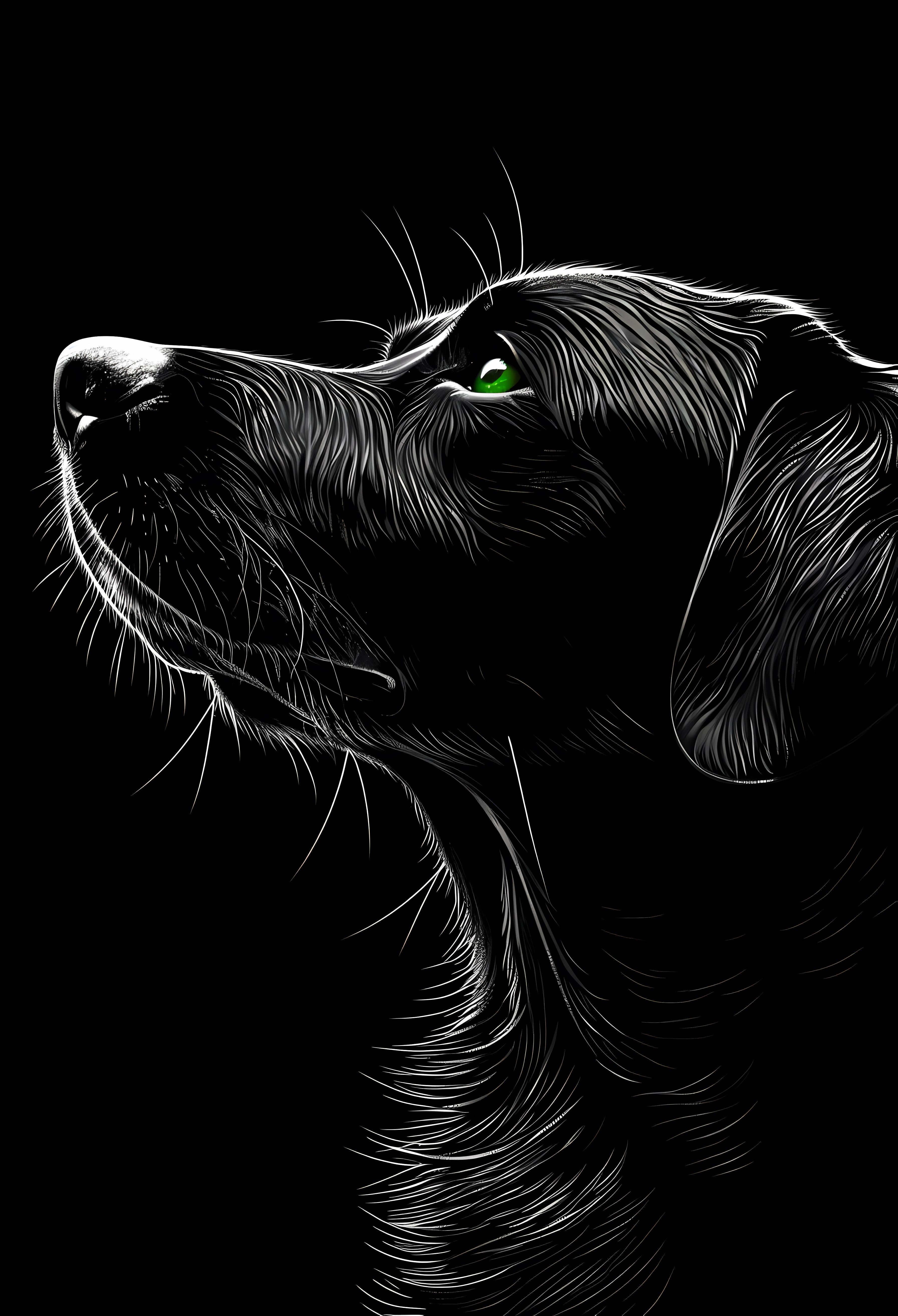 Premium Matte Paper Poster with Striking Digital Dog Artwork