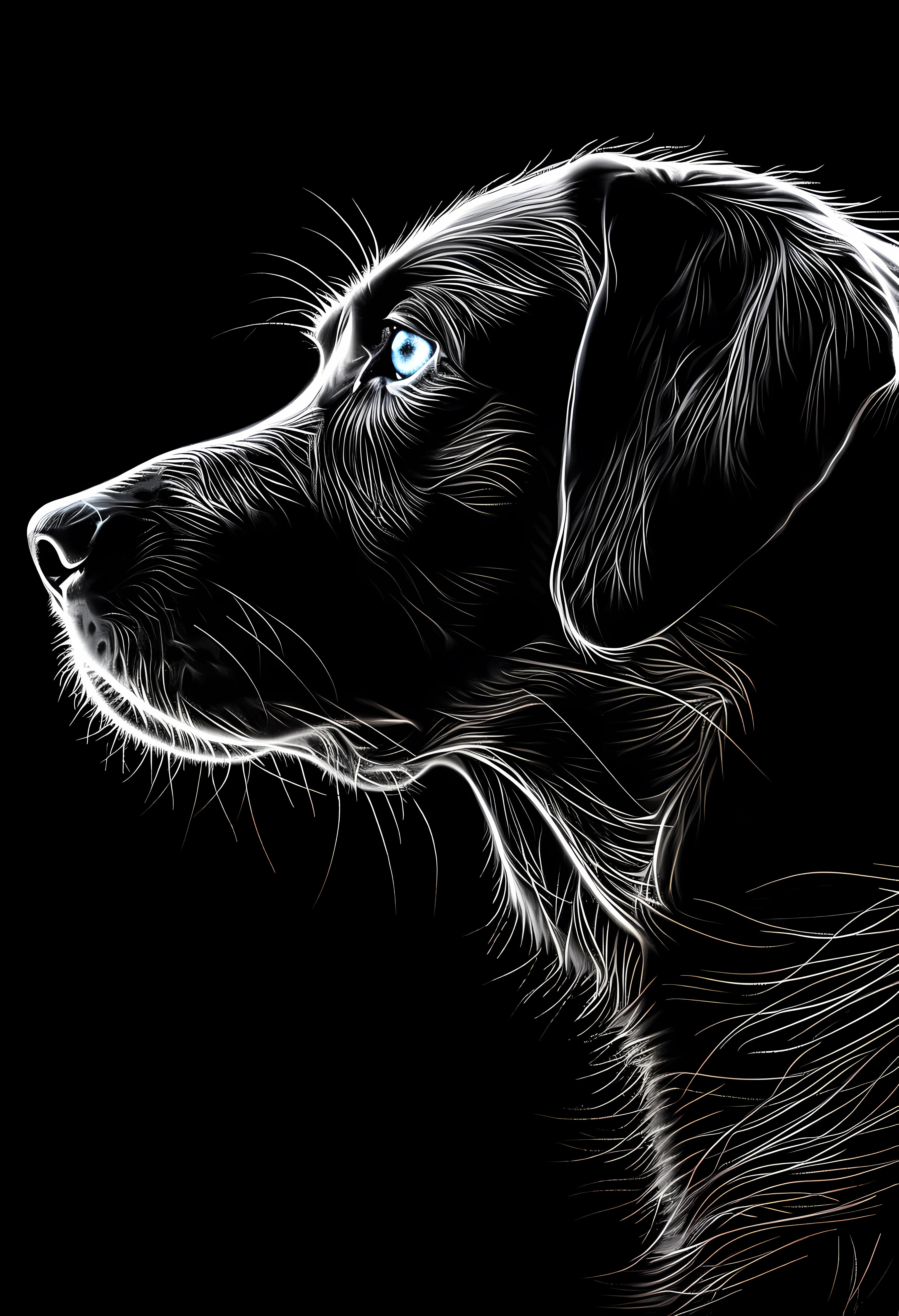 Premium Matte Paper Poster featuring Stylized Dog Digital Art Print