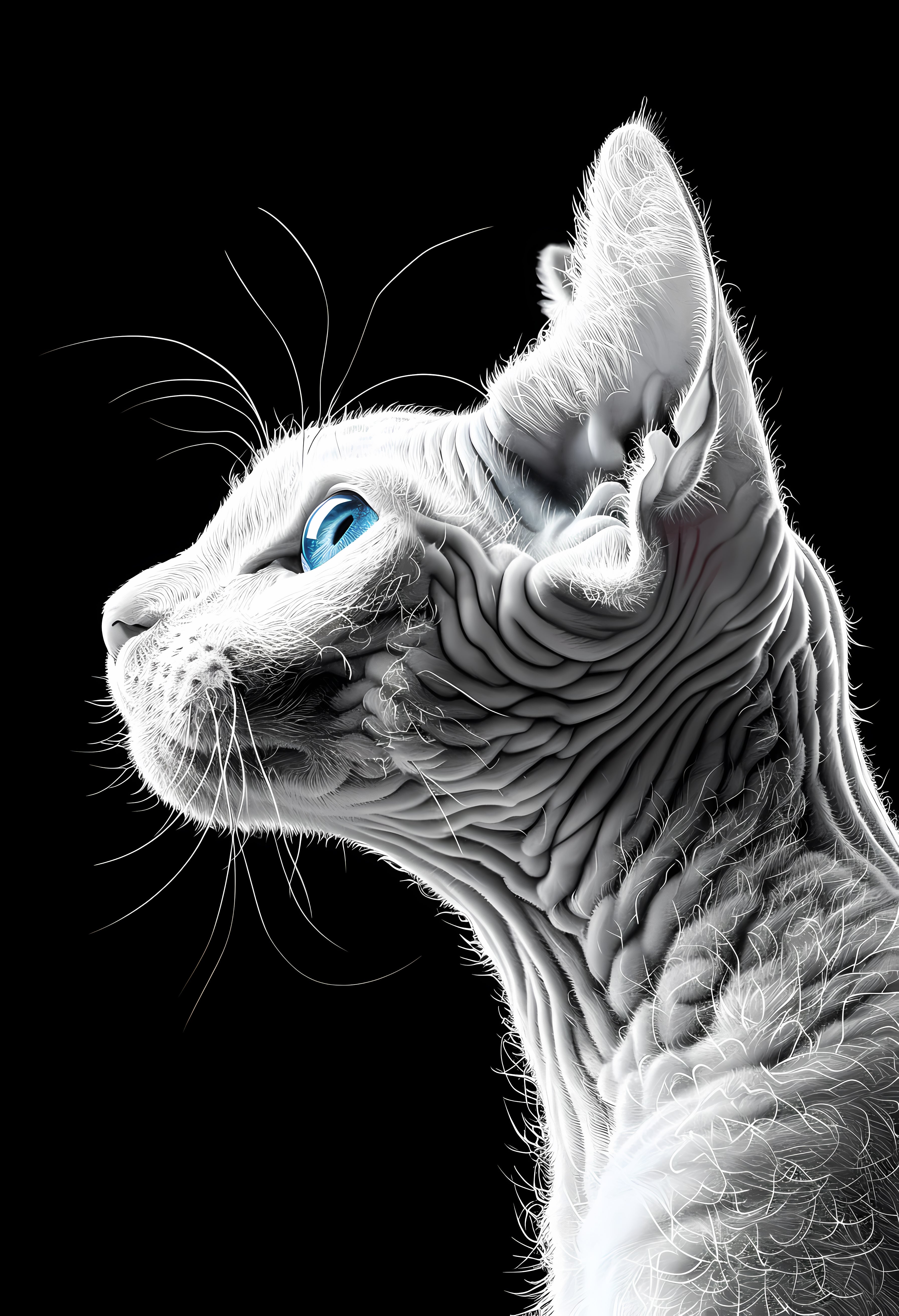 Premium Matte Paper Poster with 3D Cat Anatomy Artwork