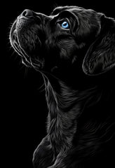 Premium Matte Dog Art Poster: Monochrome Labrador on Enhanced White Paper