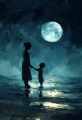 Mystical Moonlight Silhouette Digital Art Painting