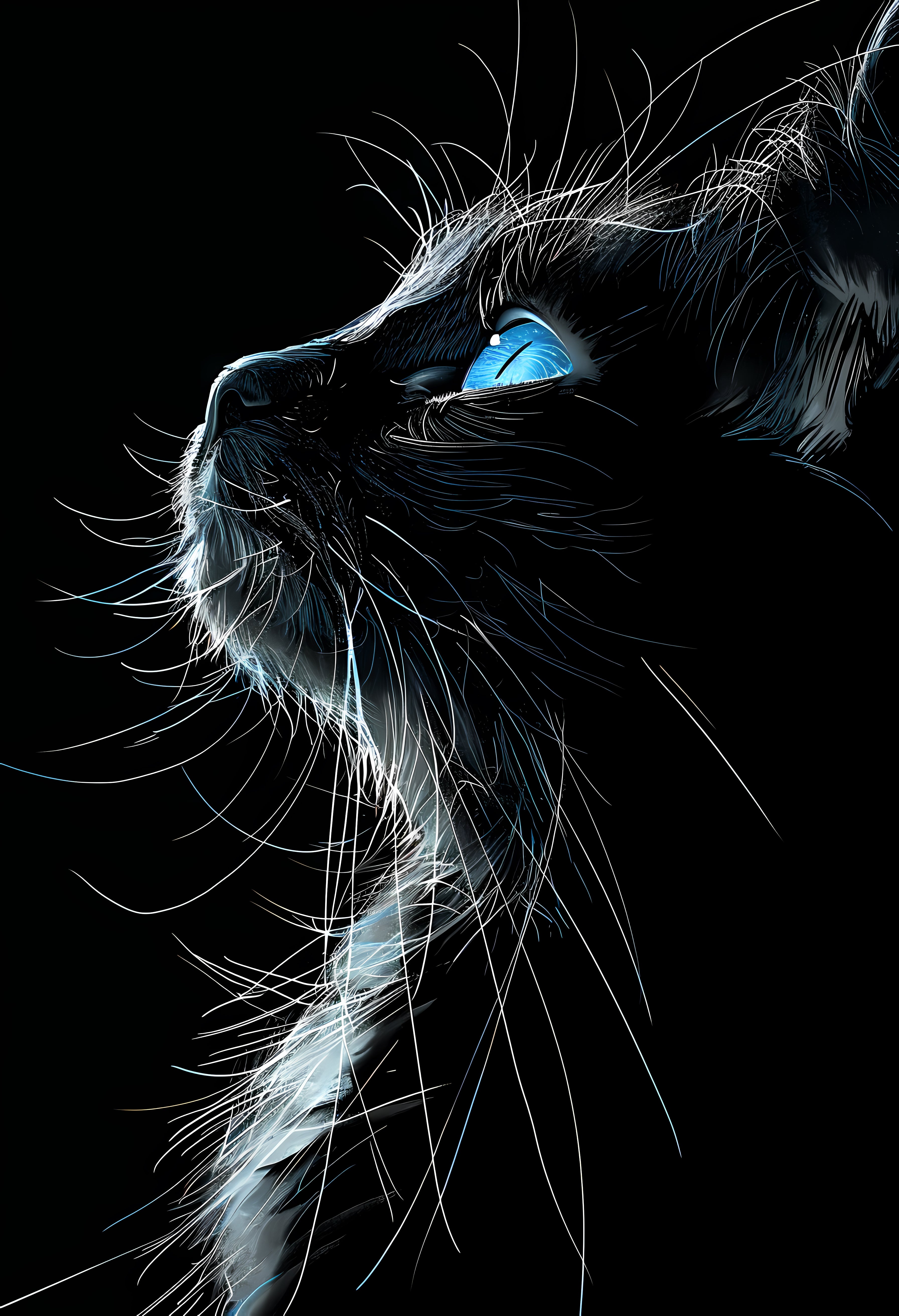 Glowing Blue-Eyed Cat Premium Matte Paper Poster for Modern Decor