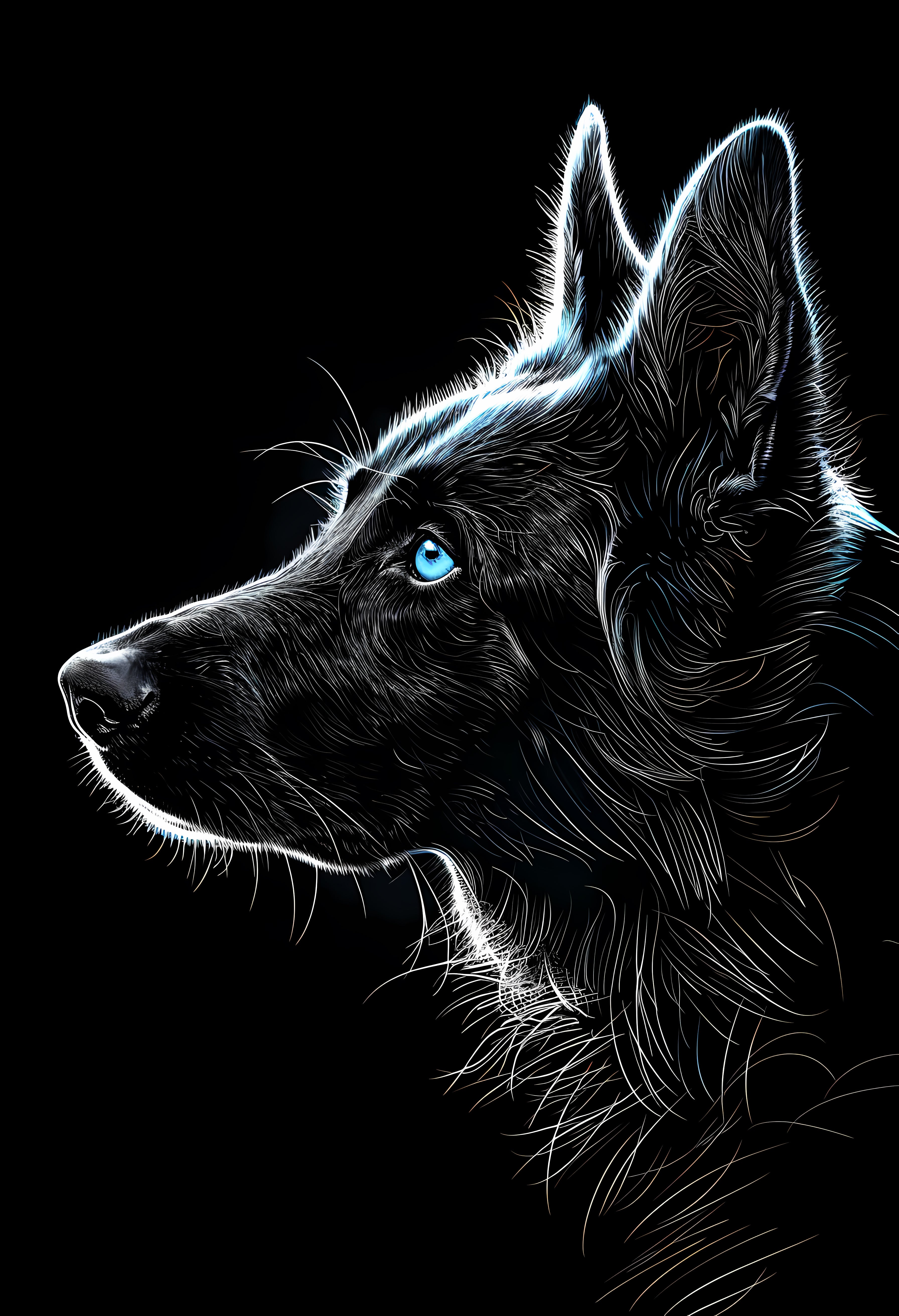 Electric Blue German Shepherd Premium Matte Paper Poster