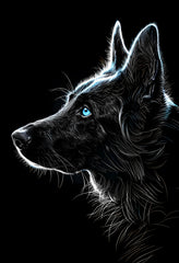 Electric Blue German Shepherd Premium Matte Paper Poster