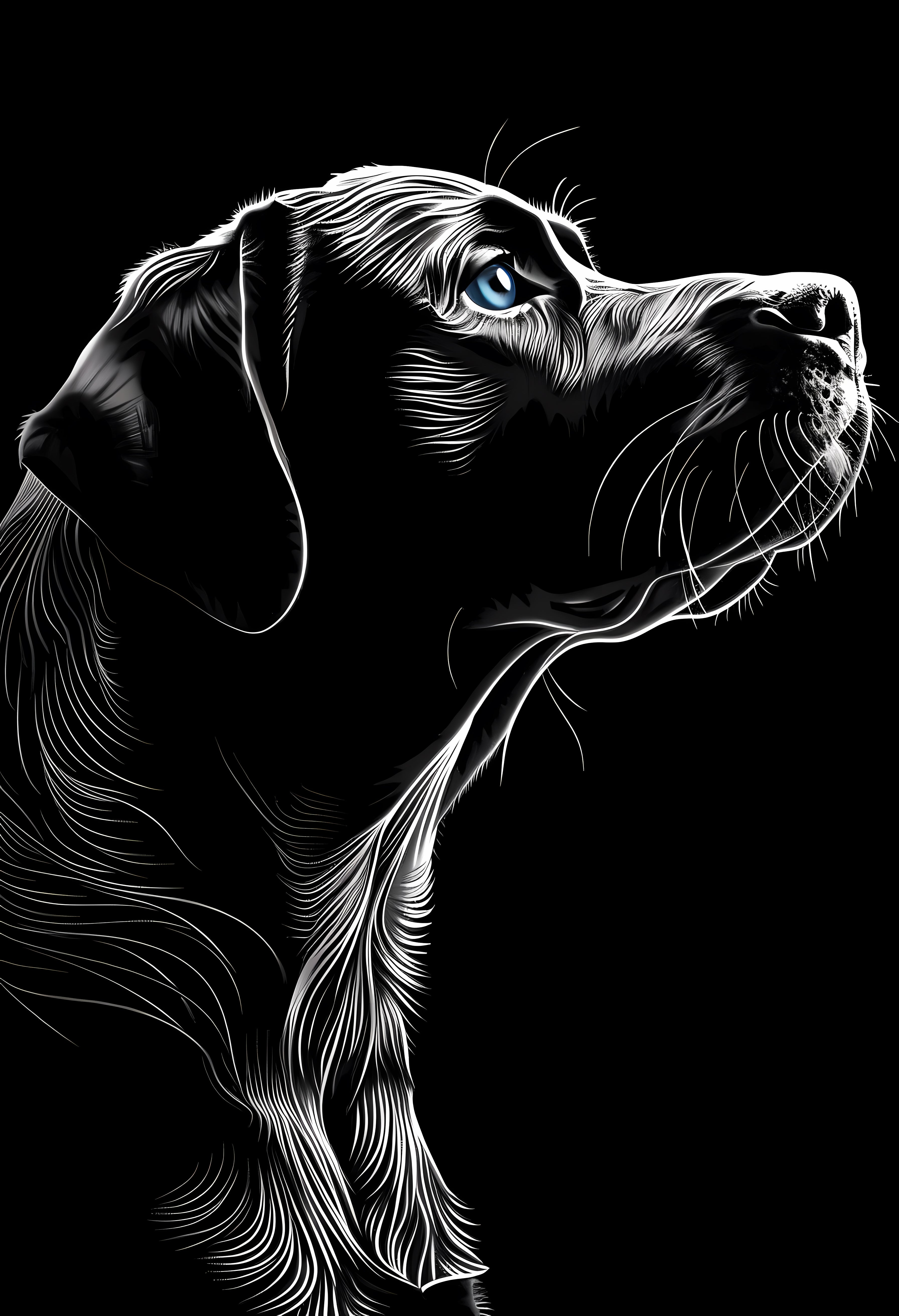 Monochromatic Dog Print on Premium White Matte Paper Poster