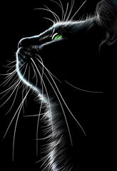 Premium Matte Paper Poster with Stylized Neon Cat Artwork