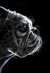 Premium Matte Paper Poster with Neon Bulldog Digital Art Print