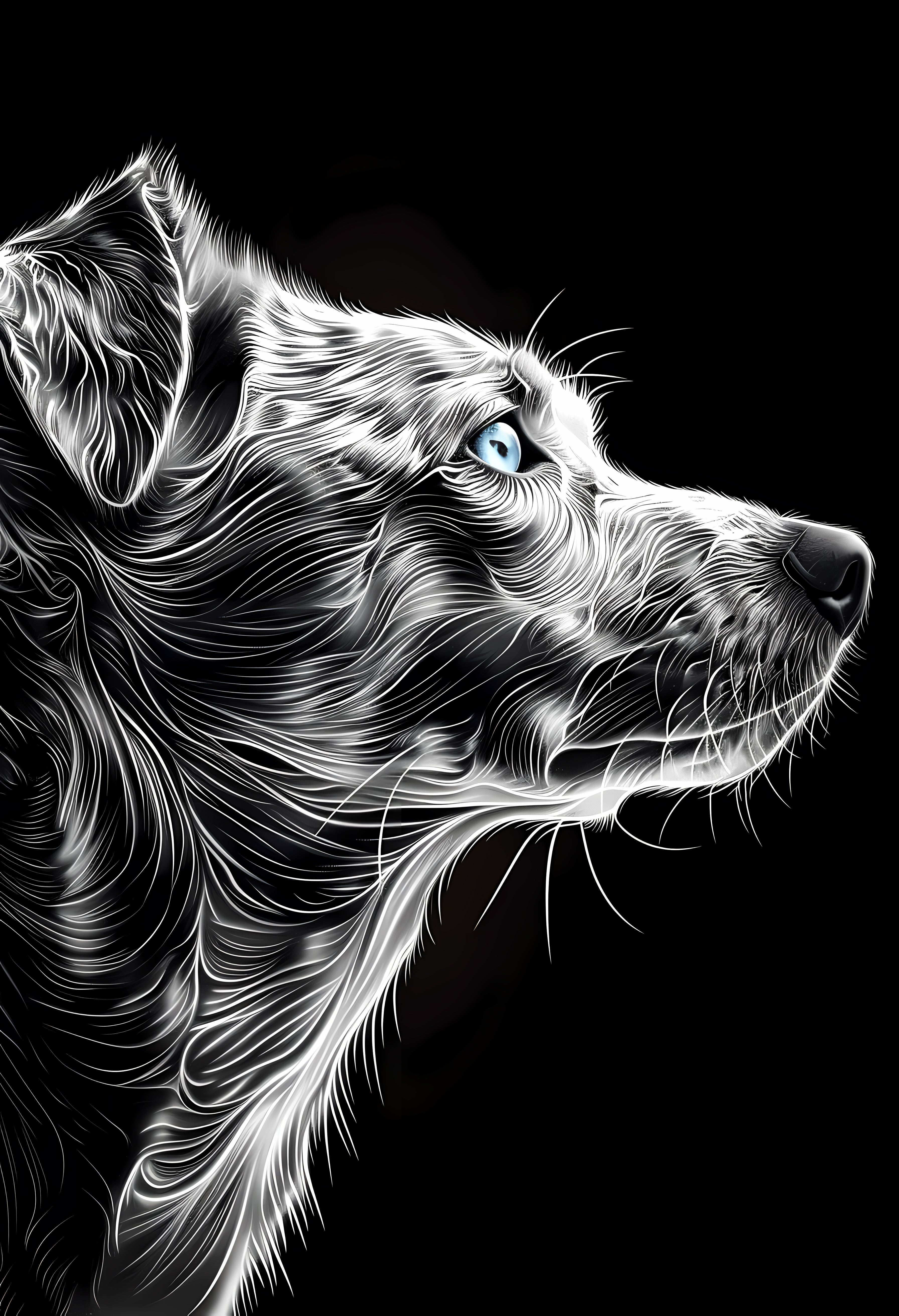 Premium Matte Paper Poster with Striking Dog Digital Art Print