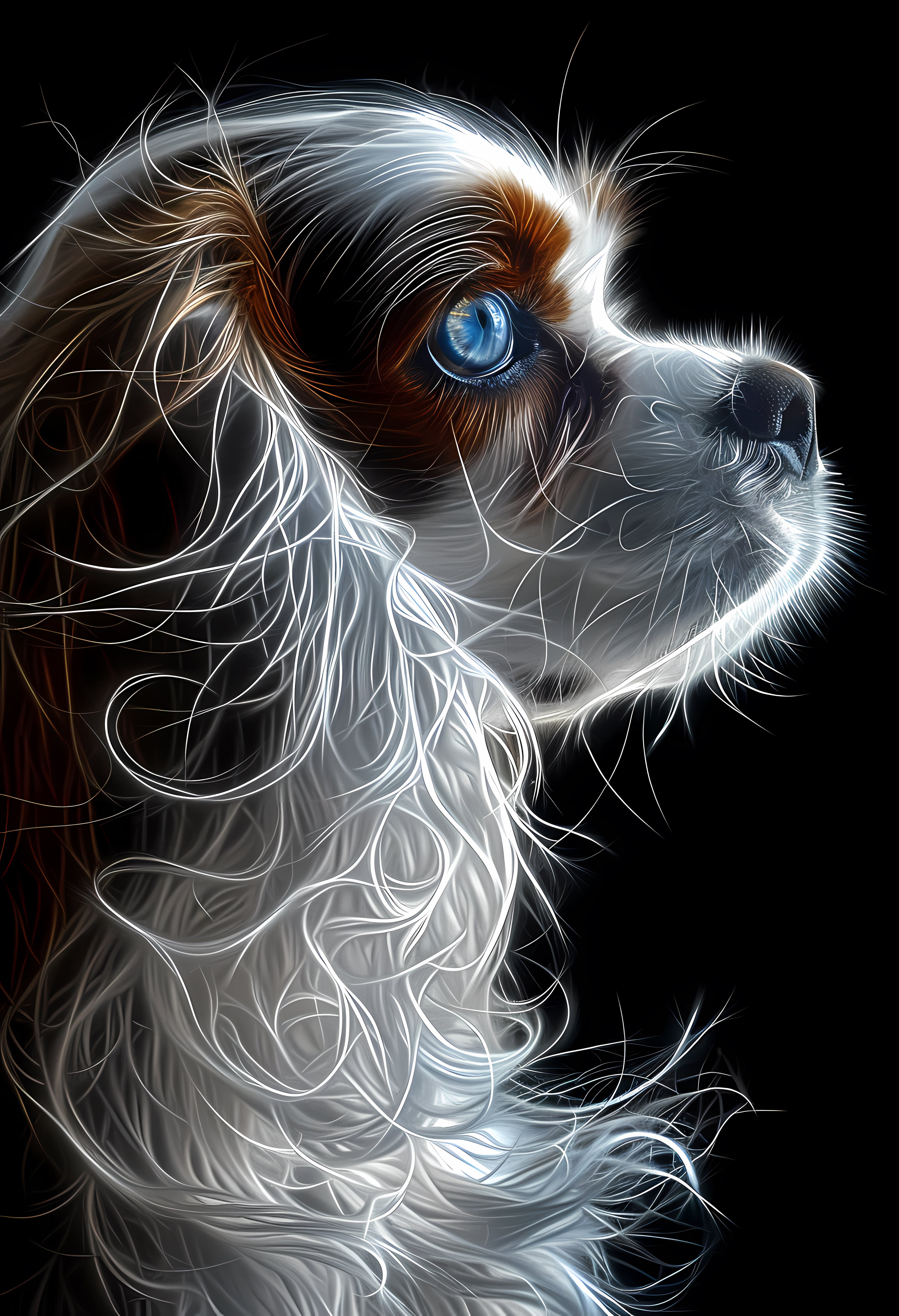 Stylized Cavalier King Charles Spaniel Premium Matte Paper Poster