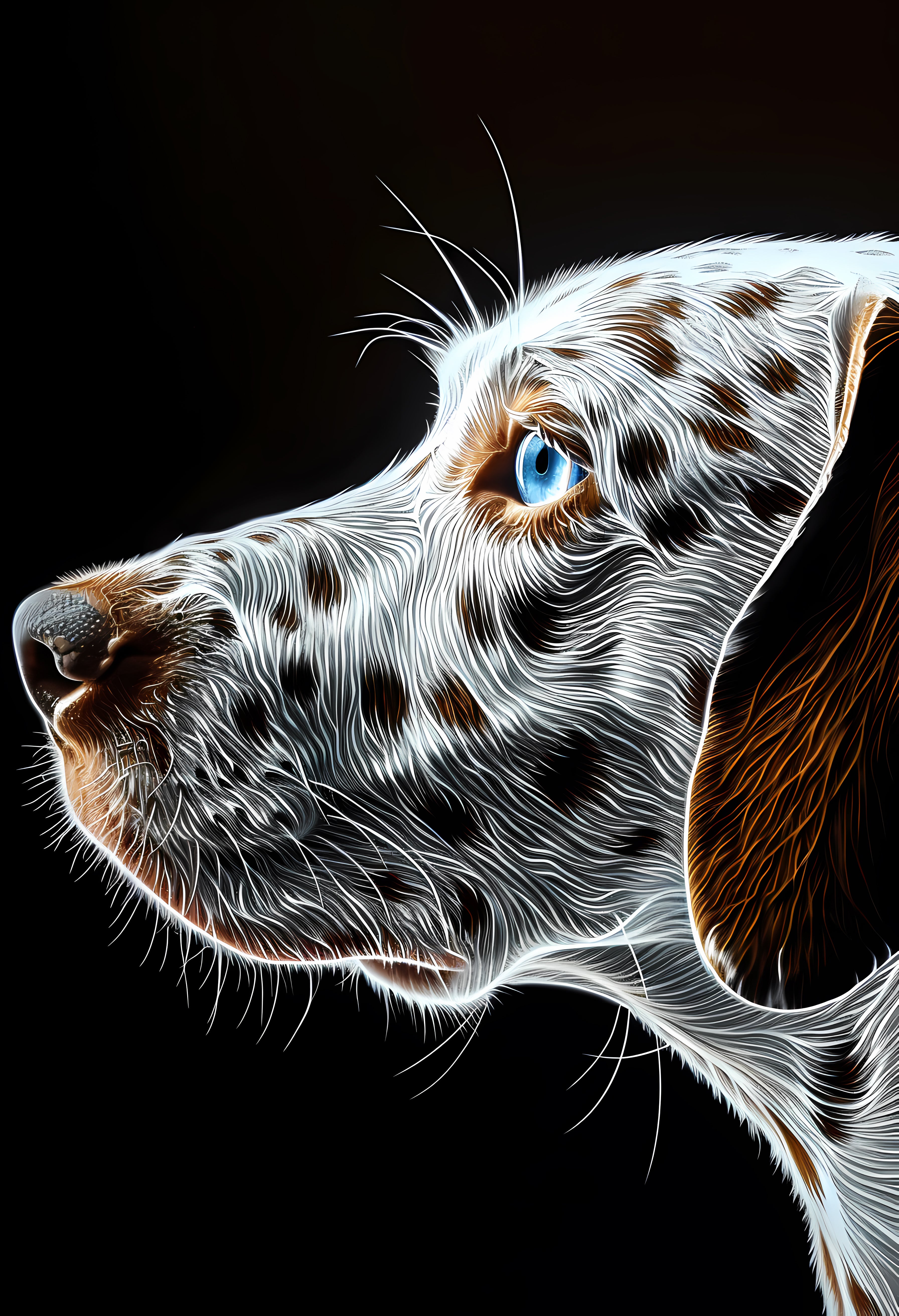 Premium Matte Poster of Stylized Dog Digital Art Print