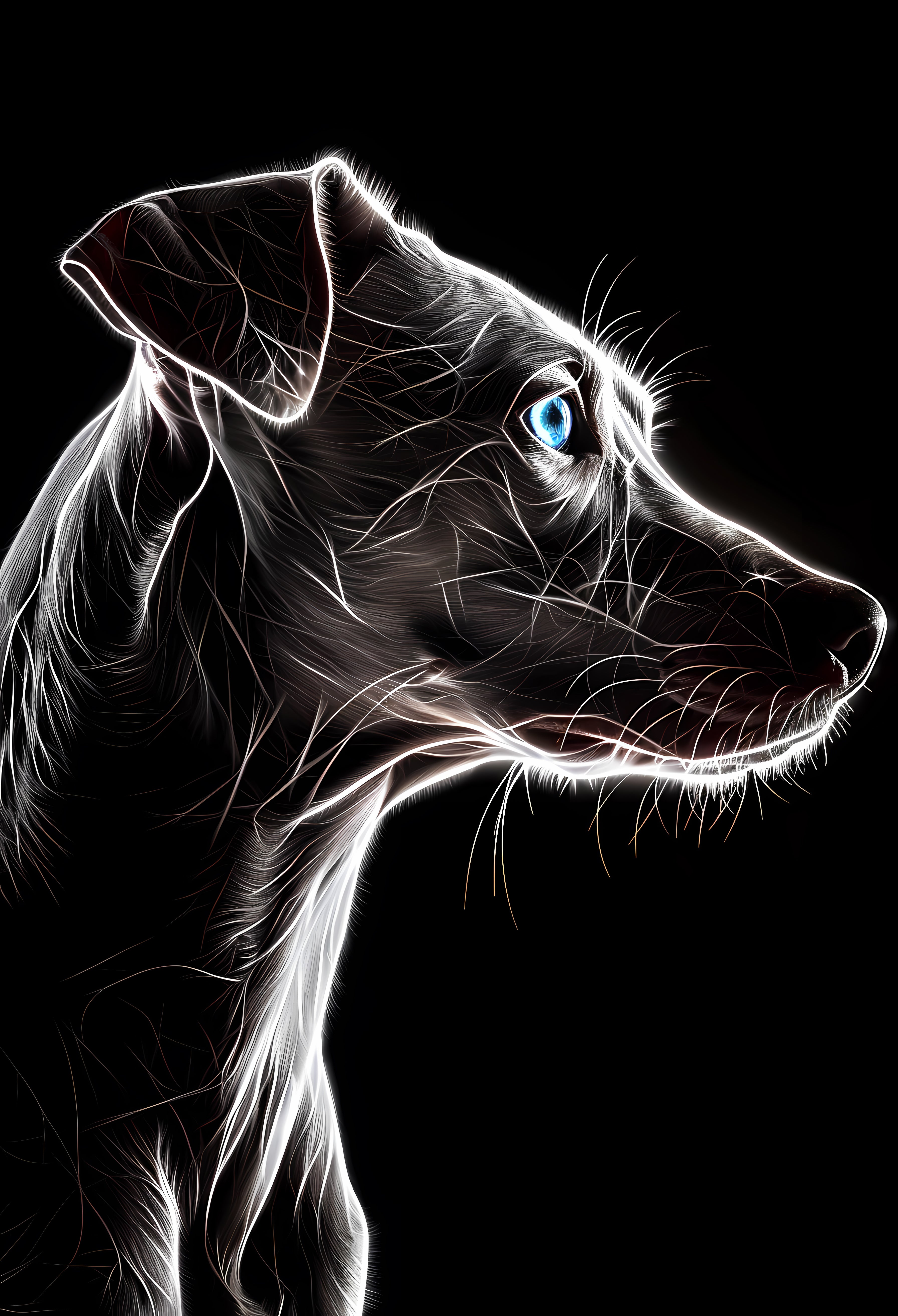 Premium Matte Paper Poster with Neon Digital Dog Artwork